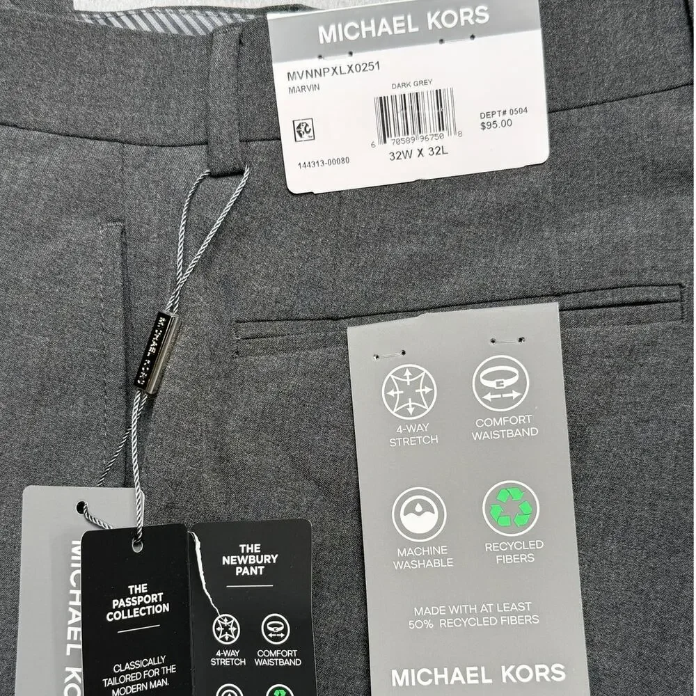 Michael Kors Men's Classic Fit Fall Pattern Pants  Dark Gray 32x32 $95